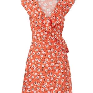 Sanctuary Orange Floral Midi Dress